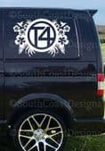 2 x VW T4 T5 T6 Floral Design Decal Stickers - Choice Of Colour